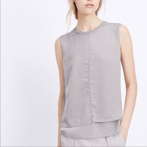 Vince silk combo sleeveless layered top